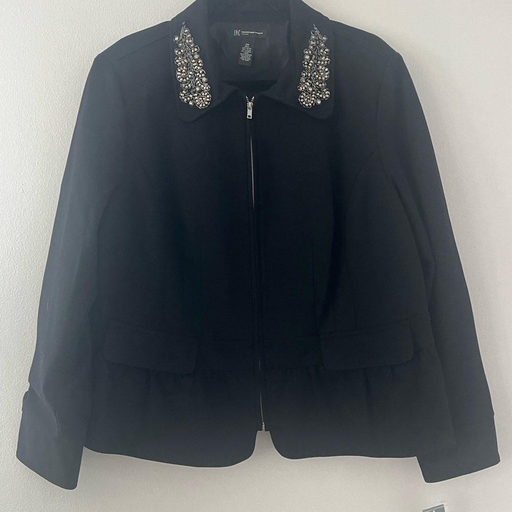 INC International Concepts Black Embellished Blazer NWT